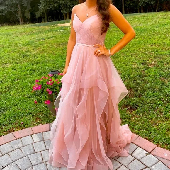 Dresses | Basix Black Label Womens Pleated Strapless Formal Dress Size 4  Only Worn Once | Poshmark